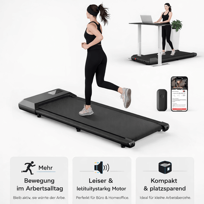Laufband fürs Büro für mehr Bewegung im Arbeitsalltag, kompaktes Design für Homeoffice und Büro.